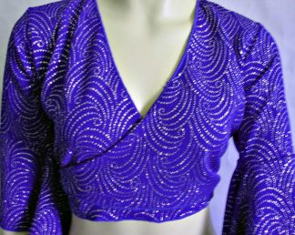 Dark Blue with Silver Sparkles Swirls Gypsy Top